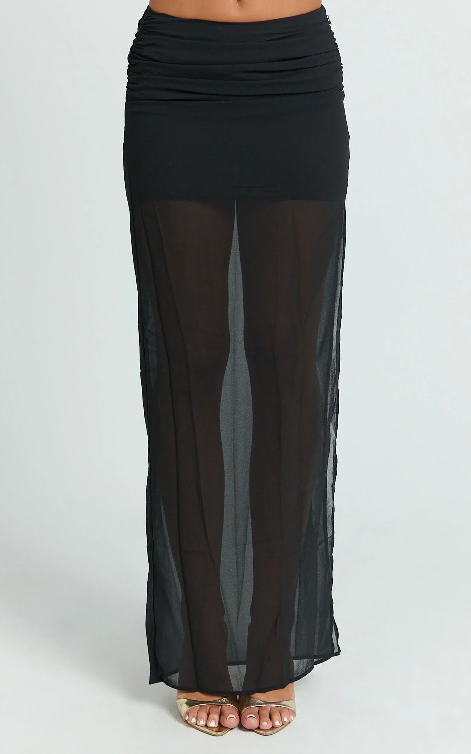 Ricki Maxi Skirt - Low Waist Fit And Flare Skirt in Black