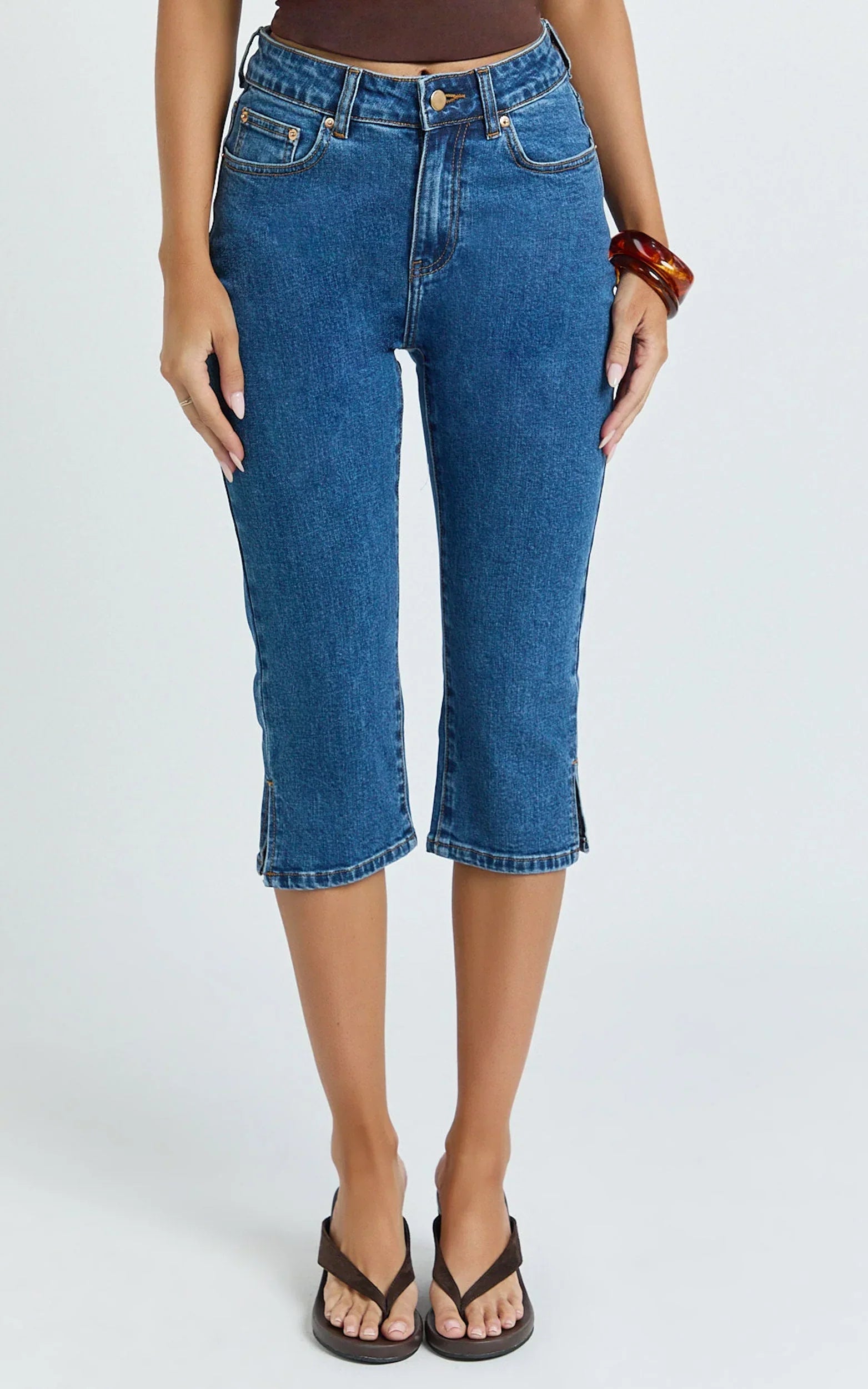 Letty Jeans - 7/8 Crop Denim Jeans in Dark Wash