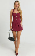 Elly Skirt - Tailored Mini Skirt in Wine