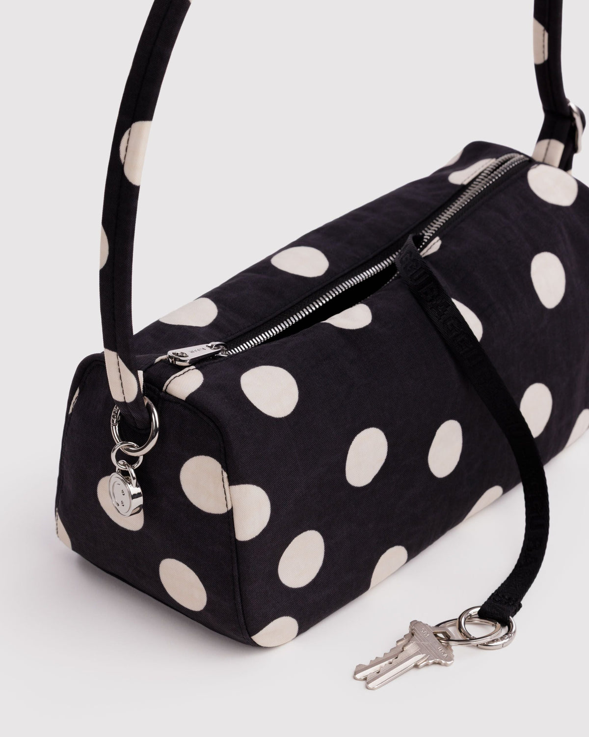 Nylon Loaf Bag - Black and Cream Polka Dot - image 4