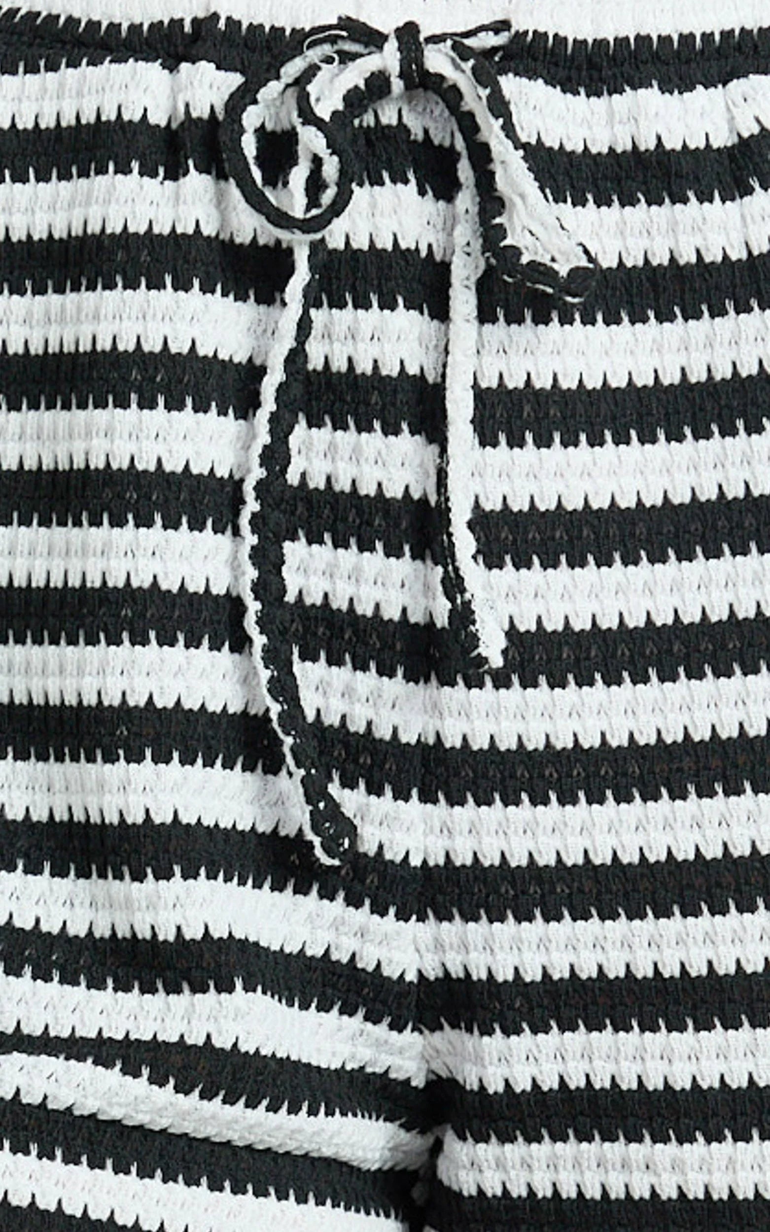 Brenda Short - Textured Stripe Short in White/Black Stripe