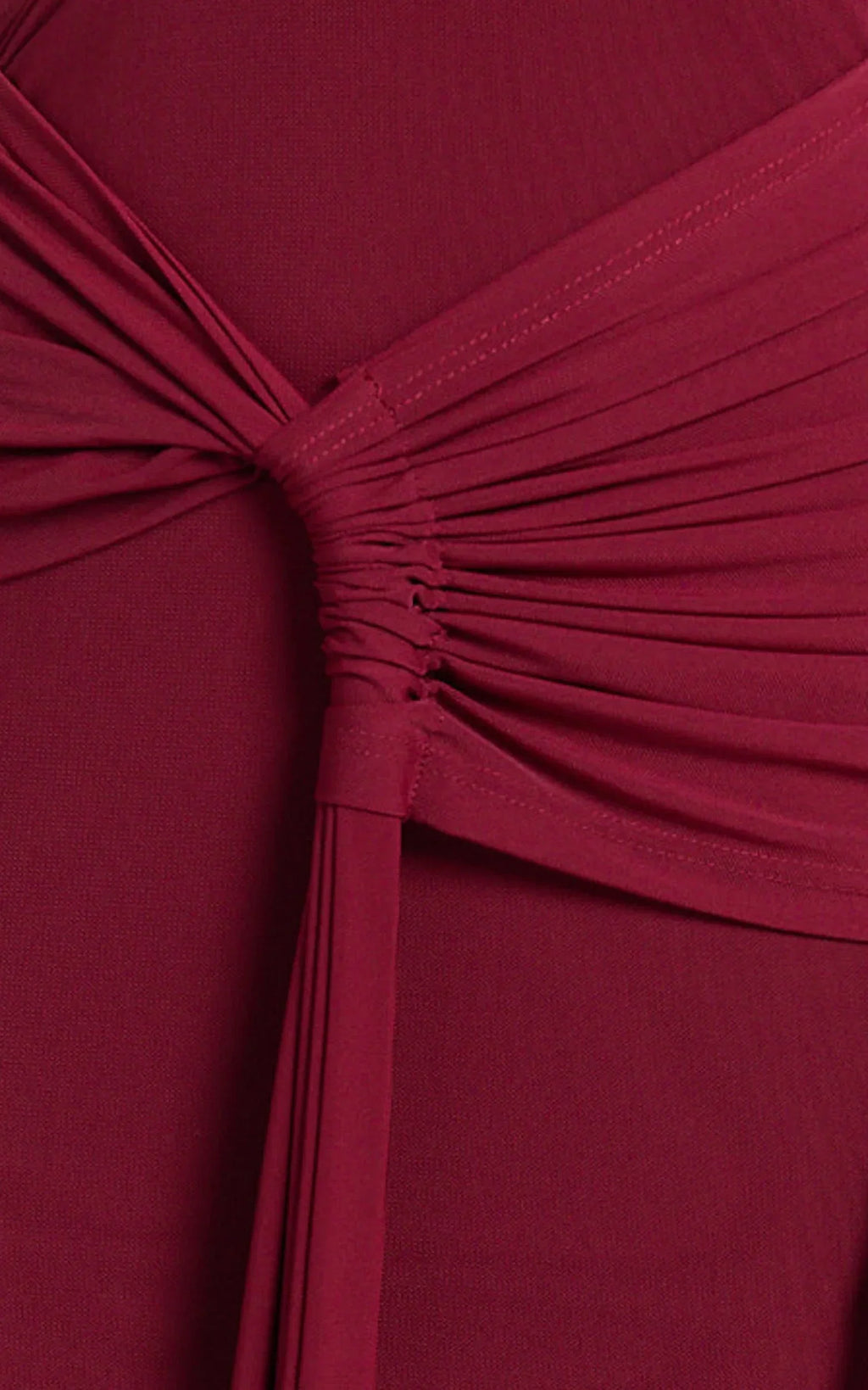 Mandy Midi Dress - Knot Detail Cut Out Mesh Dress in Wine