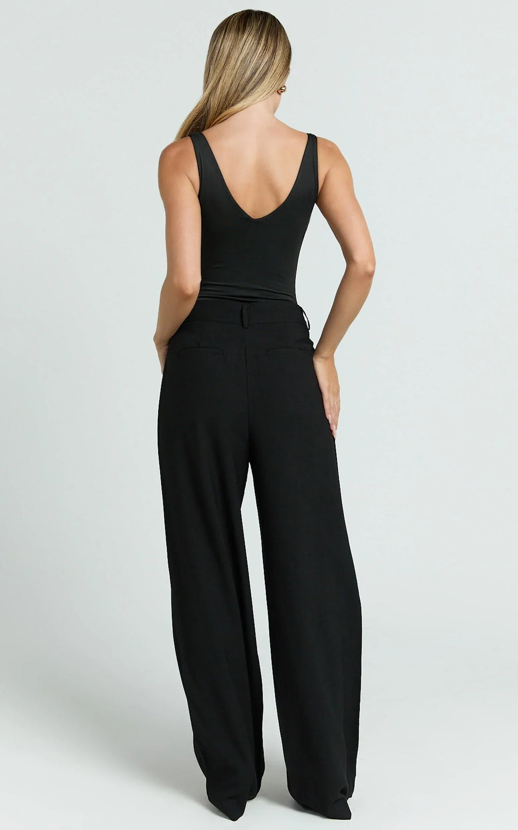 Augustus Pants - High Waisted Wide Leg Tailored Pants in Black