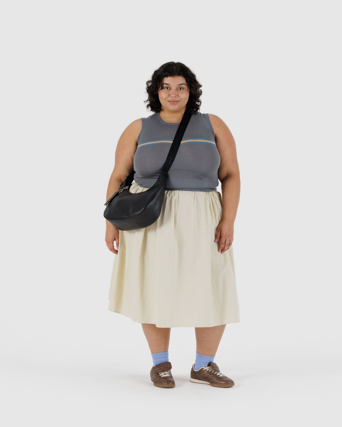 Medium Recycled Leather Crescent Bag - Black - image 2