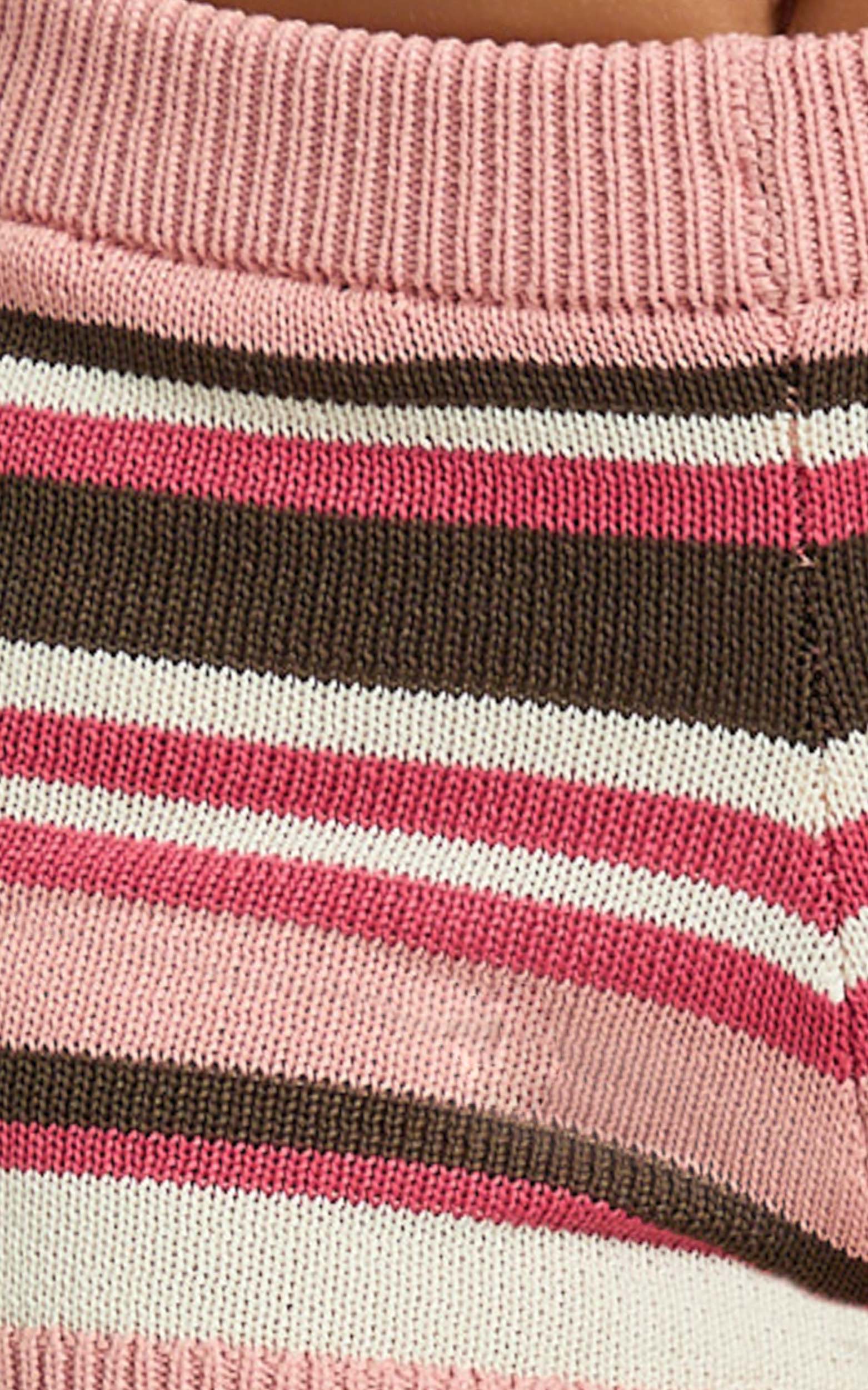 Belize Shorts - Knit Stripe Micro Shorts in Pink Multi