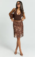 Rhena Midi Skirt - Knee Lenght Slip Skirt in Multi