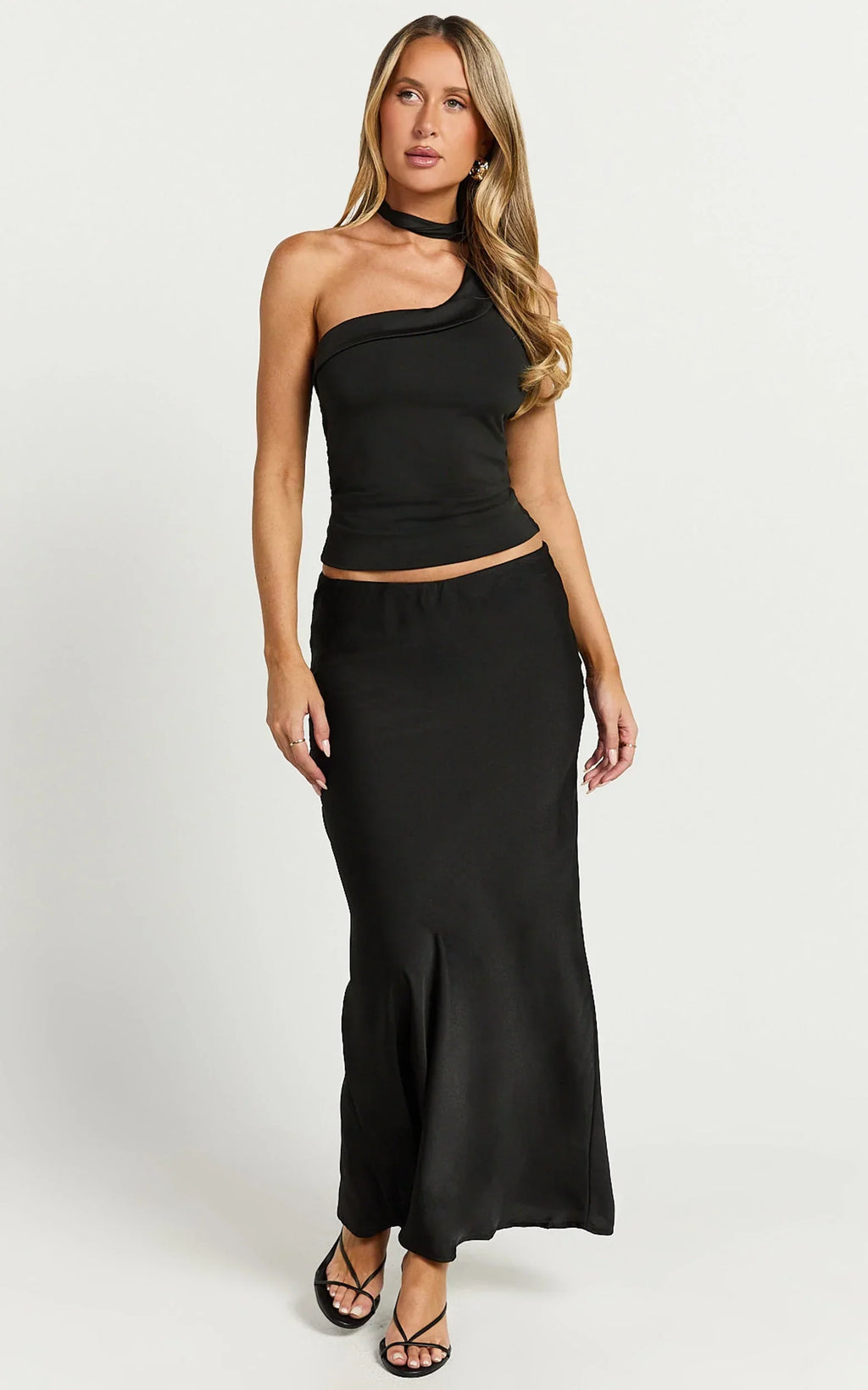 Augustine Maxi Skirt - Low Waisted Bias Cut Skirt in Black