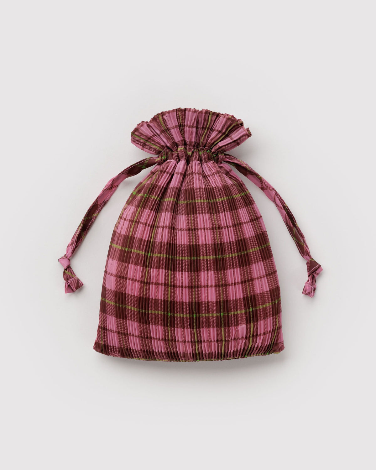 Pleated Baggu - Azalea Pink Tartan - image 3