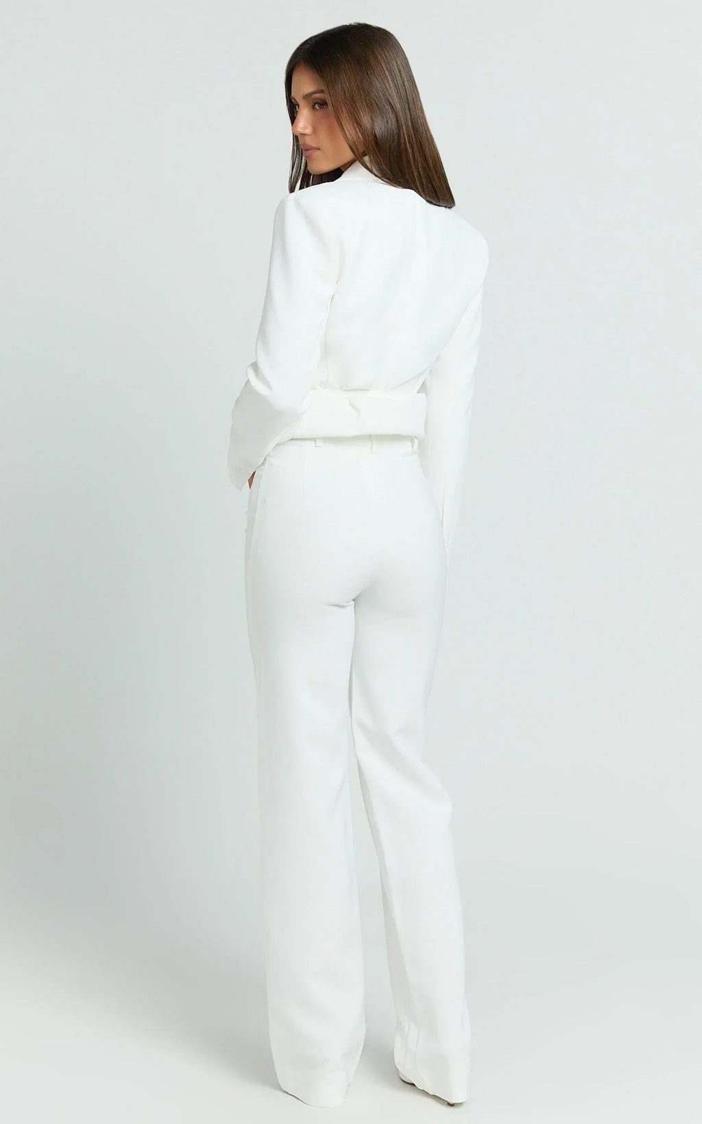 Sally Pants - Mid Waisted Straight Leg Tailored Pants in White