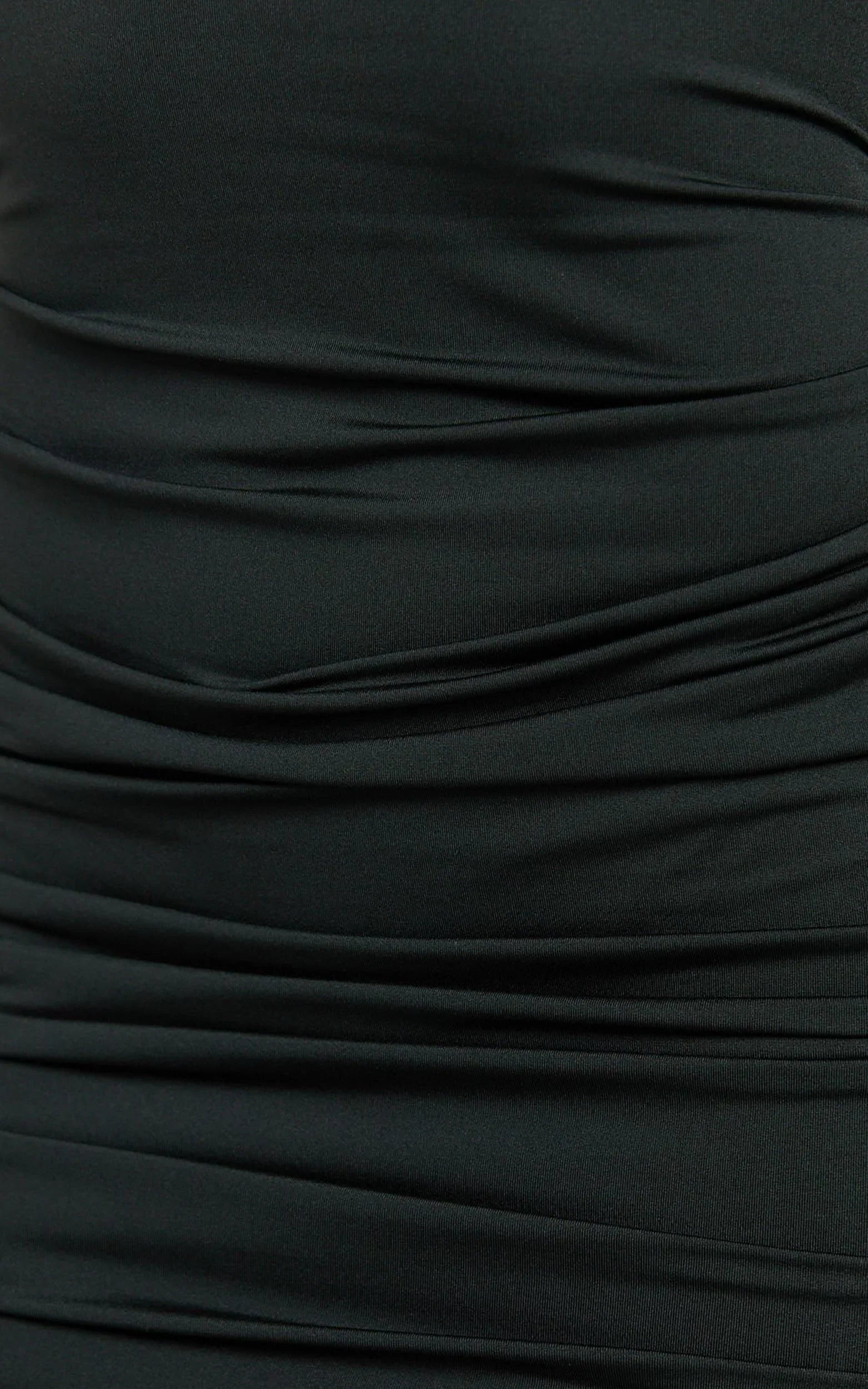 Misty Mini Dress - Wide Neckline Ruched Jersey Dress in Black