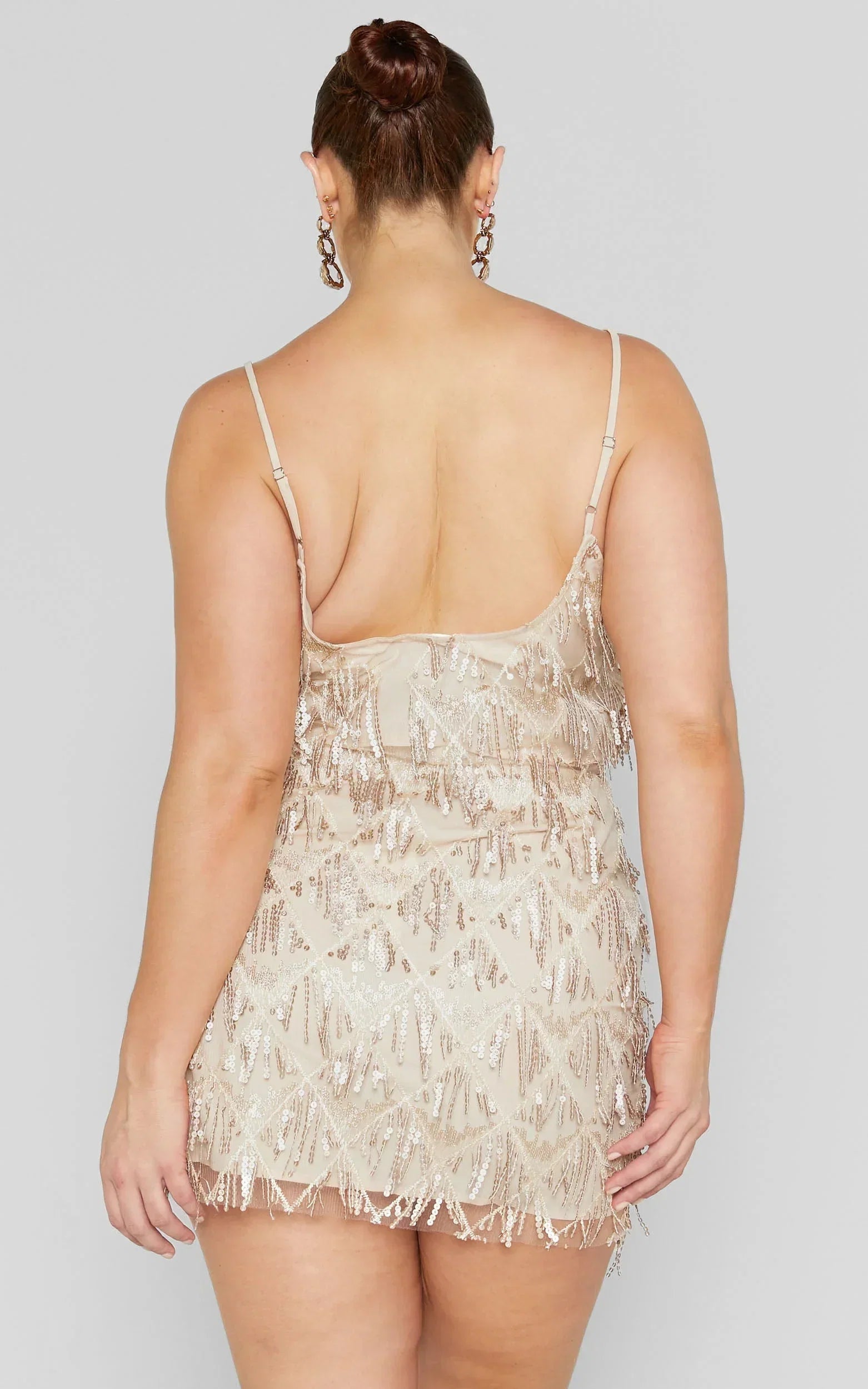 Khrizza Mini Skirt - Sequin Diamond Mesh Skirt in Gold
