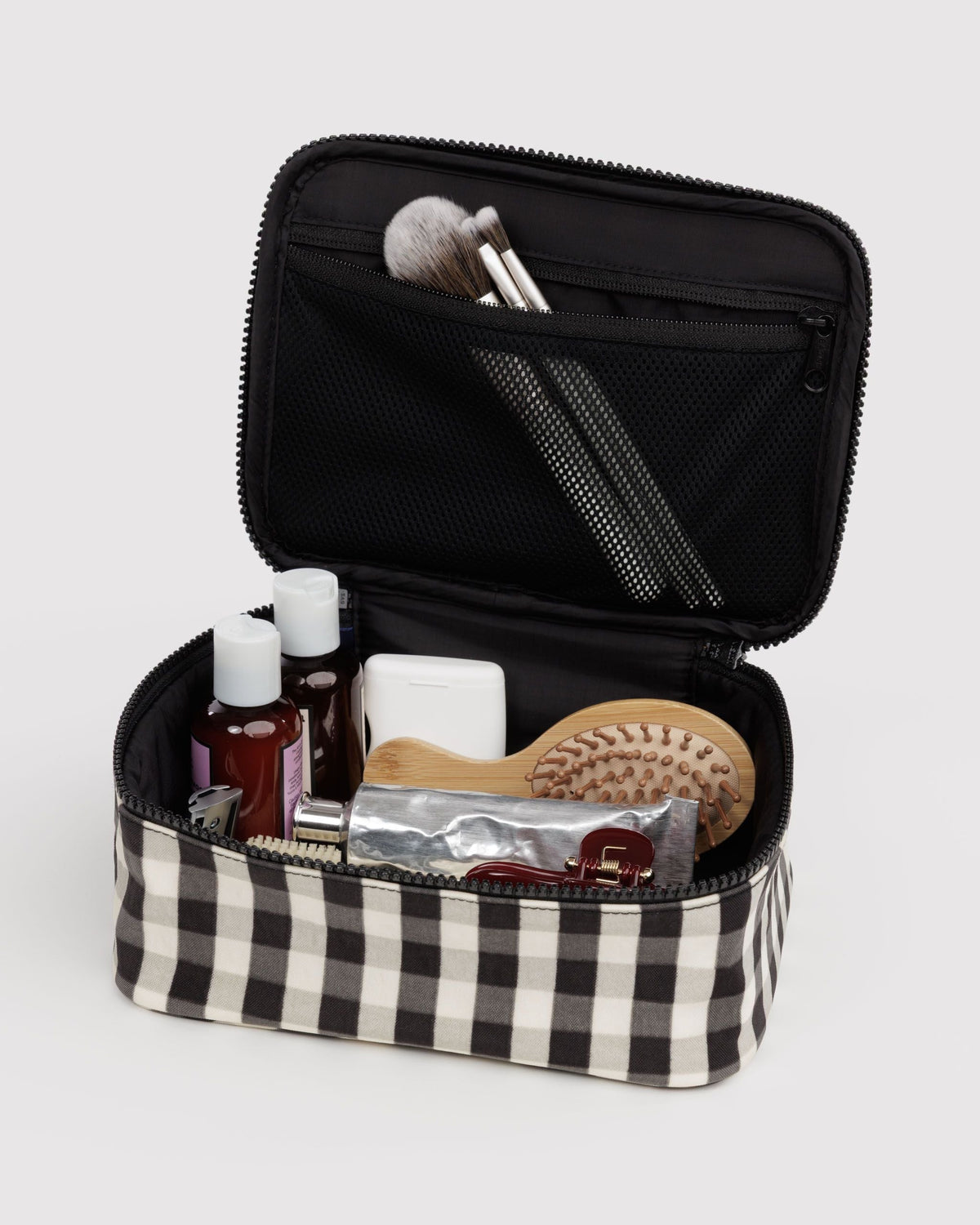 Small Cosmetic Case - Black and Cream Gingham - image 2