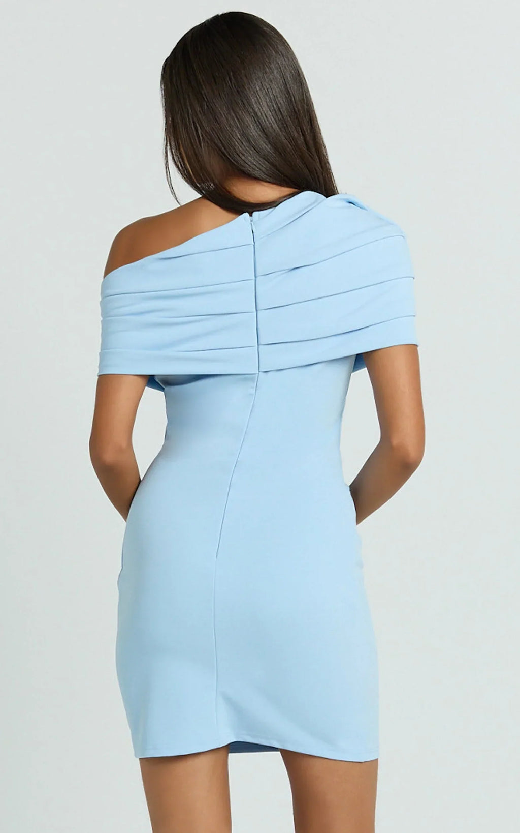Kairose Mini Dress - Asymmetrical Sleeve Dress in Blue