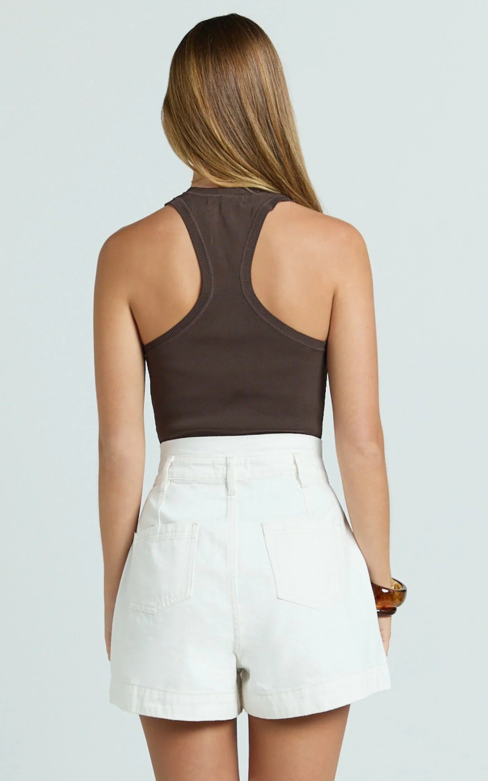 Kayla Shorts - High Waisted A Line Denim Shorts in Ecru