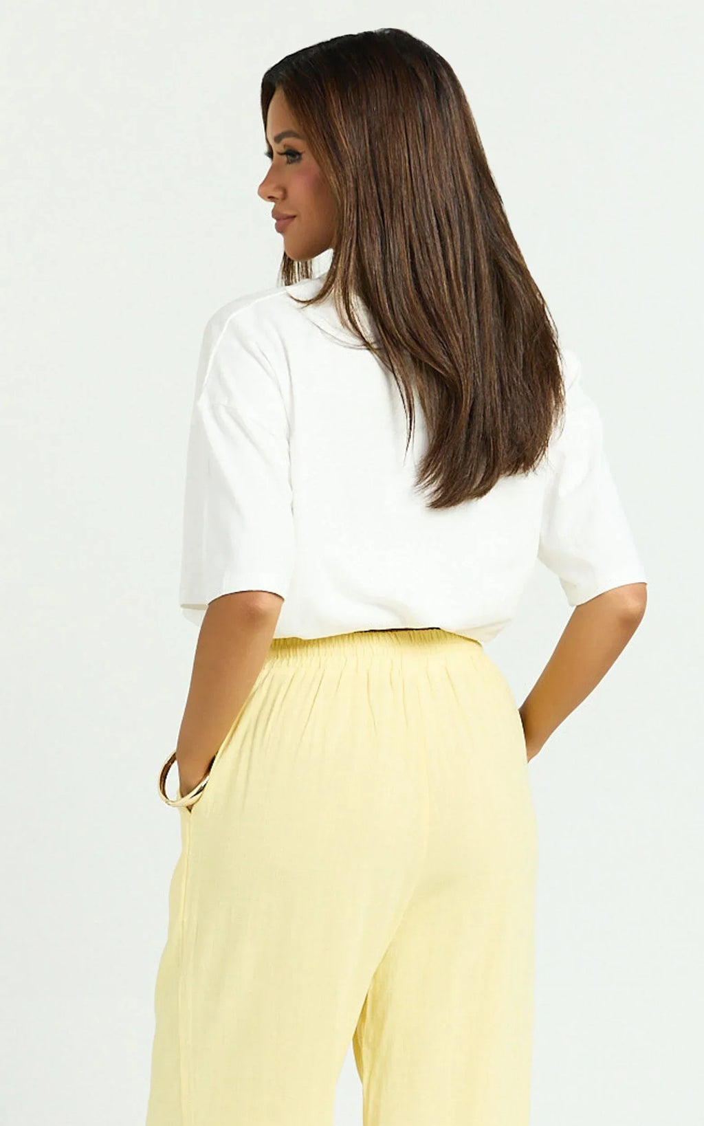 Kala Pants - Mid Waisted Relaxed Elastic Waist Pants in Lemon