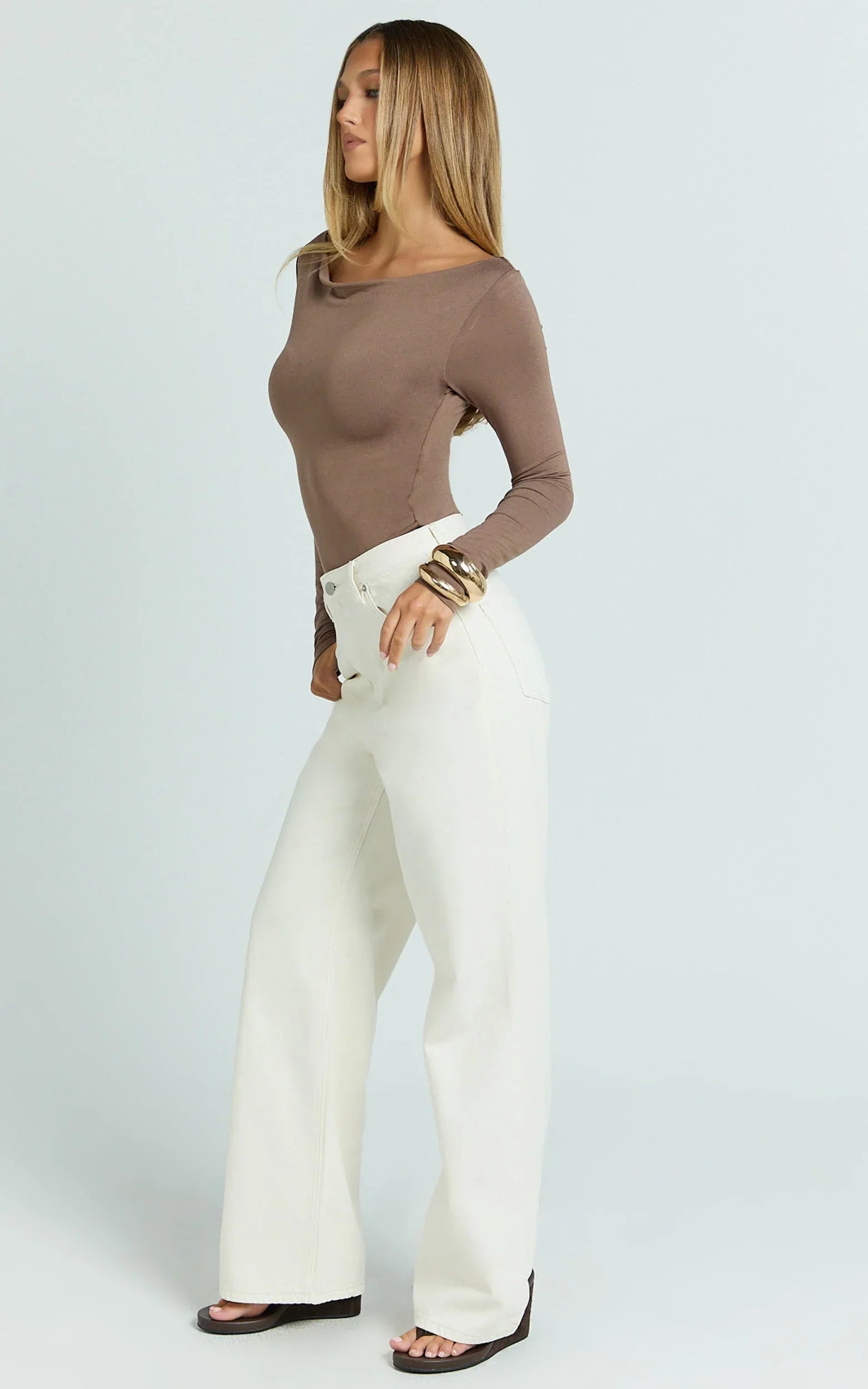 Cole Jeans - High Waist Relaxed Wide Leg Recycled Denim Jeans in Ecru