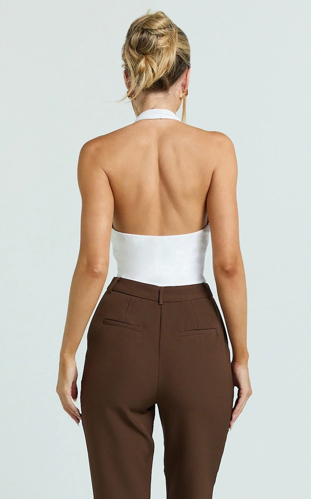 Hermie Pants - High Waisted Cropped Tailored Pants in Chocolate