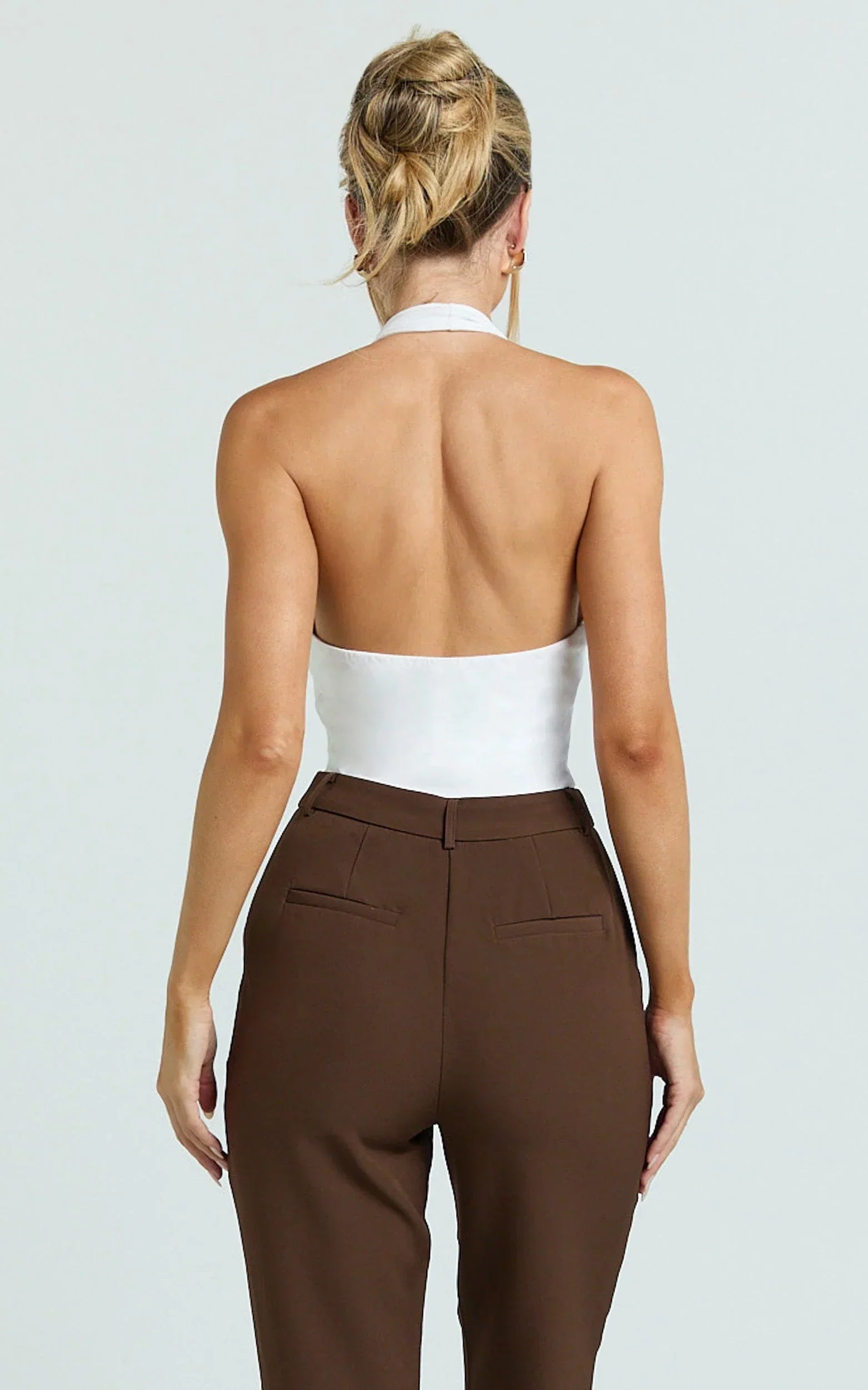 Hermie Pants - High Waisted Cropped Tailored Pants in Chocolate