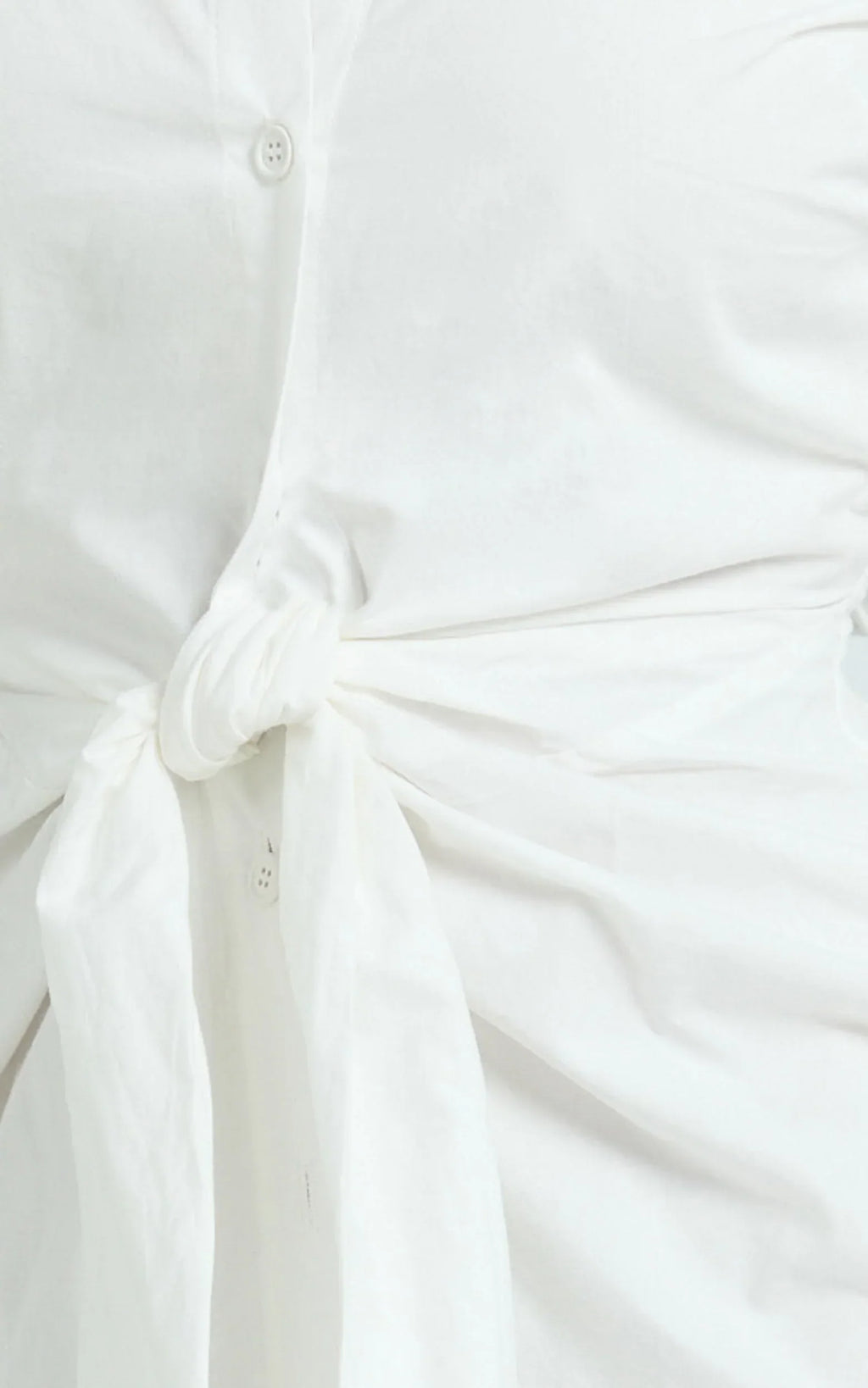 Duncan Mini Dress - Long Sleeve Tie Waist Shirt Dress in White