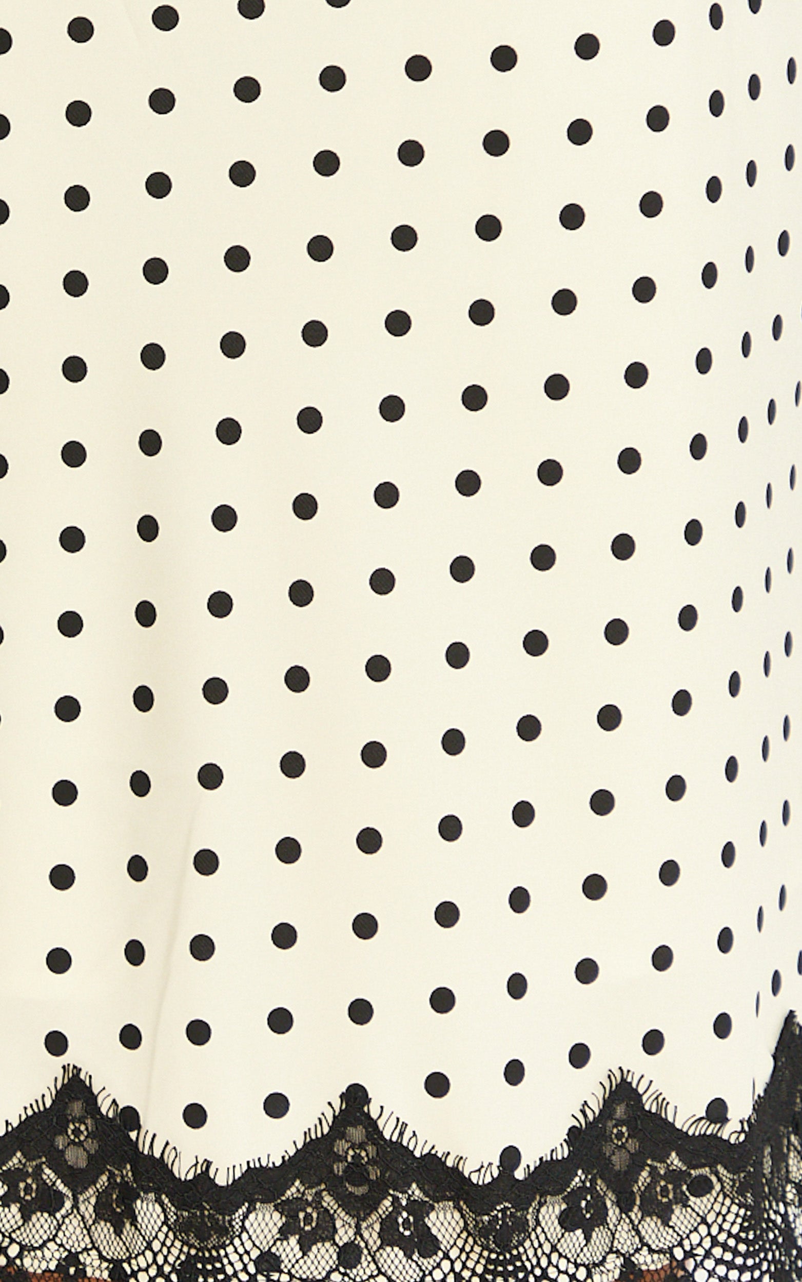 Alba Midi Skirt - Lace Trim Skirt in White/Black Polka
