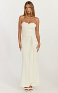 Aria Midi Dress - Strapless Tie Waist Dress in Off White