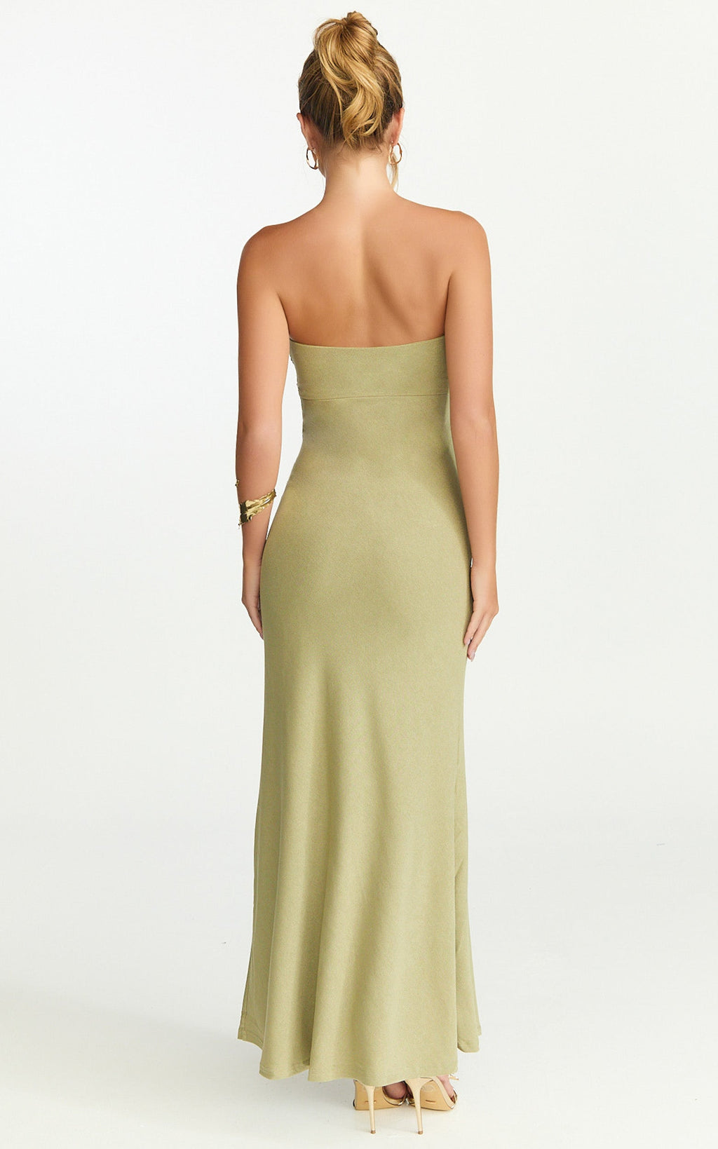 Aria Midi Dress - Strapless Tie Waist Dress in Sage