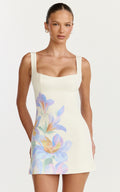 Astra Mini Dress - Square Neck A Line Dress in Astra Posey Floral Print