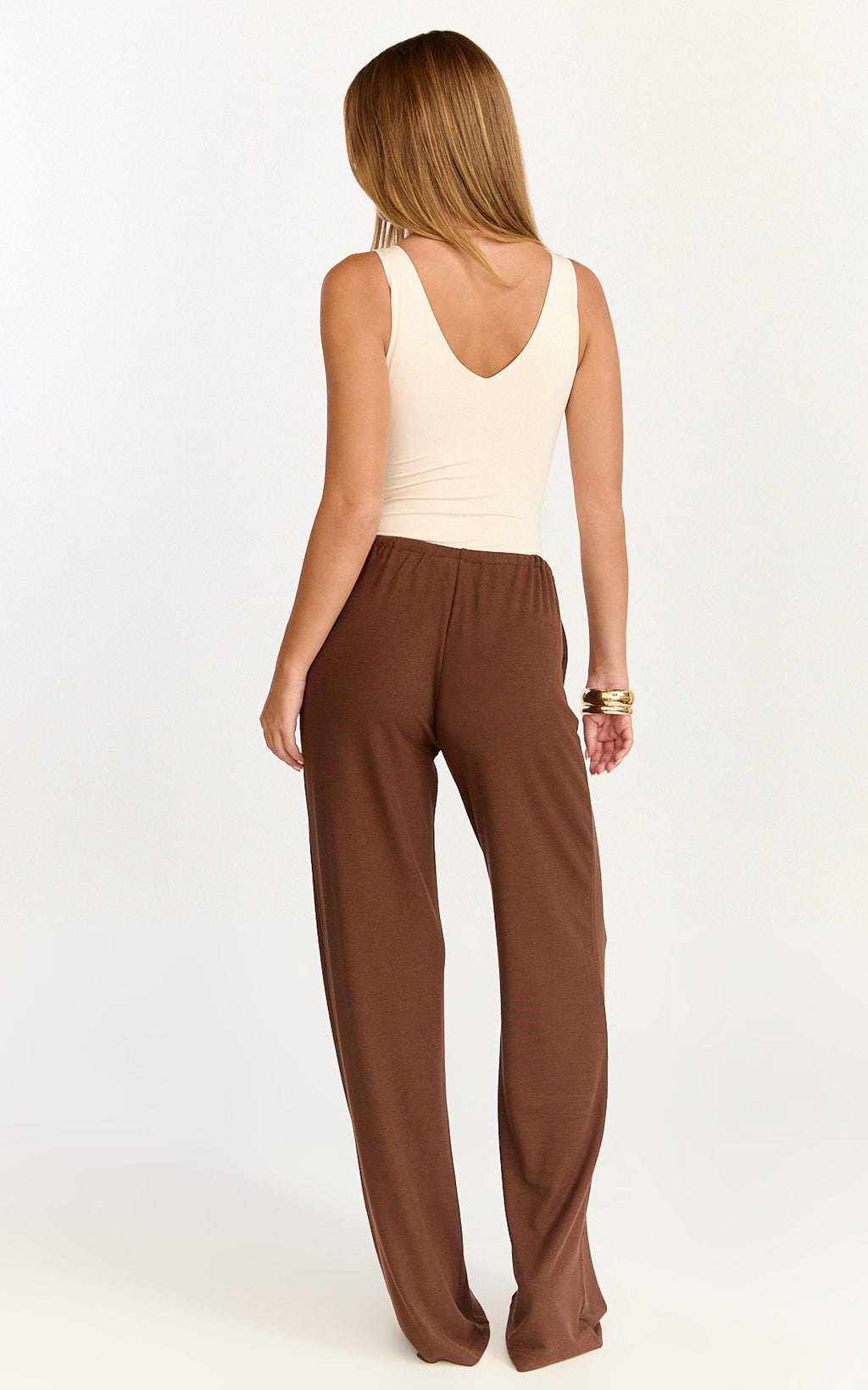 Astrid Pants - Low Waist Wide Leg Pants in Chocolate