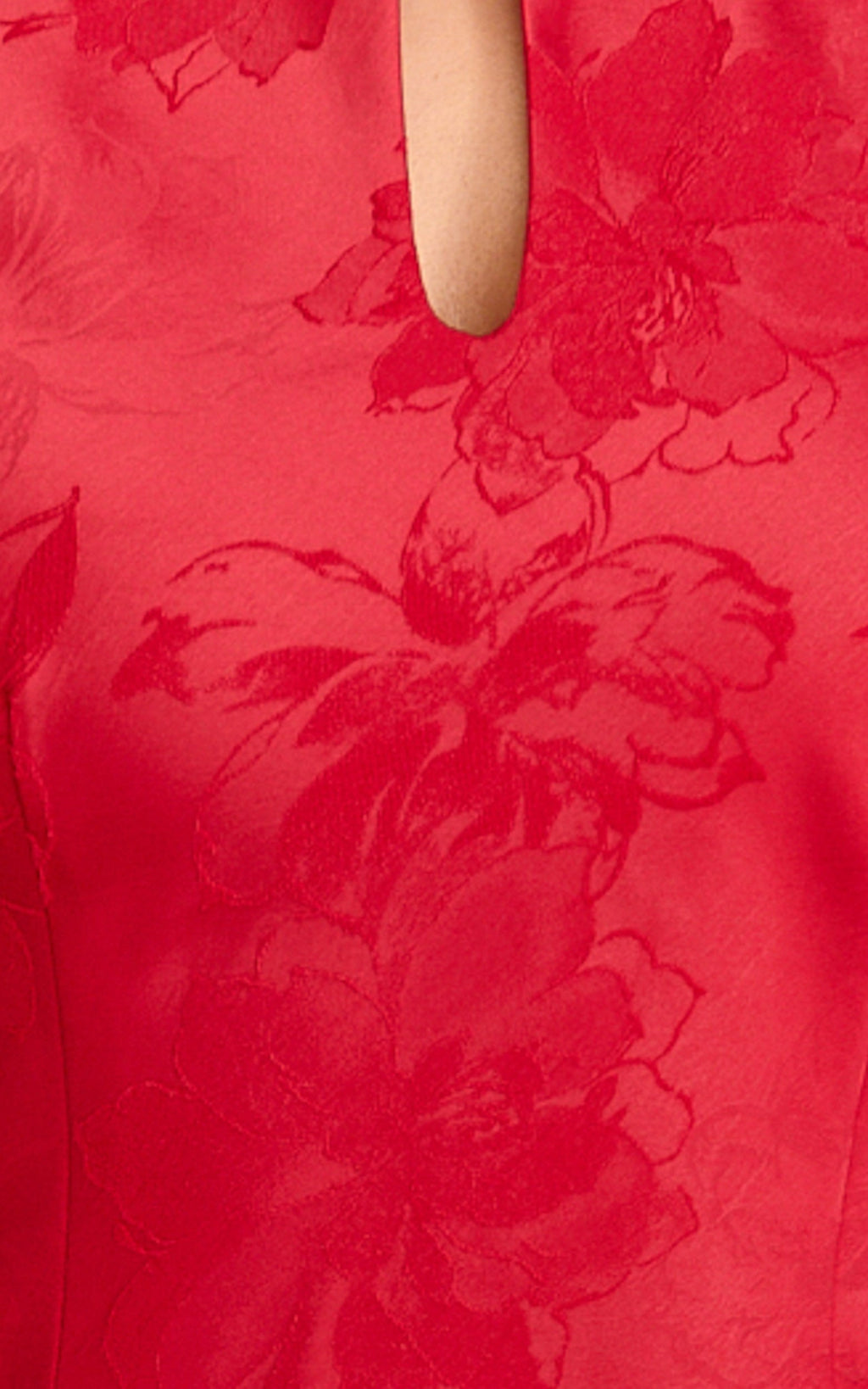 Atalia Mini Dress - Mandarin Collar Jacquard A Line Dress in Red