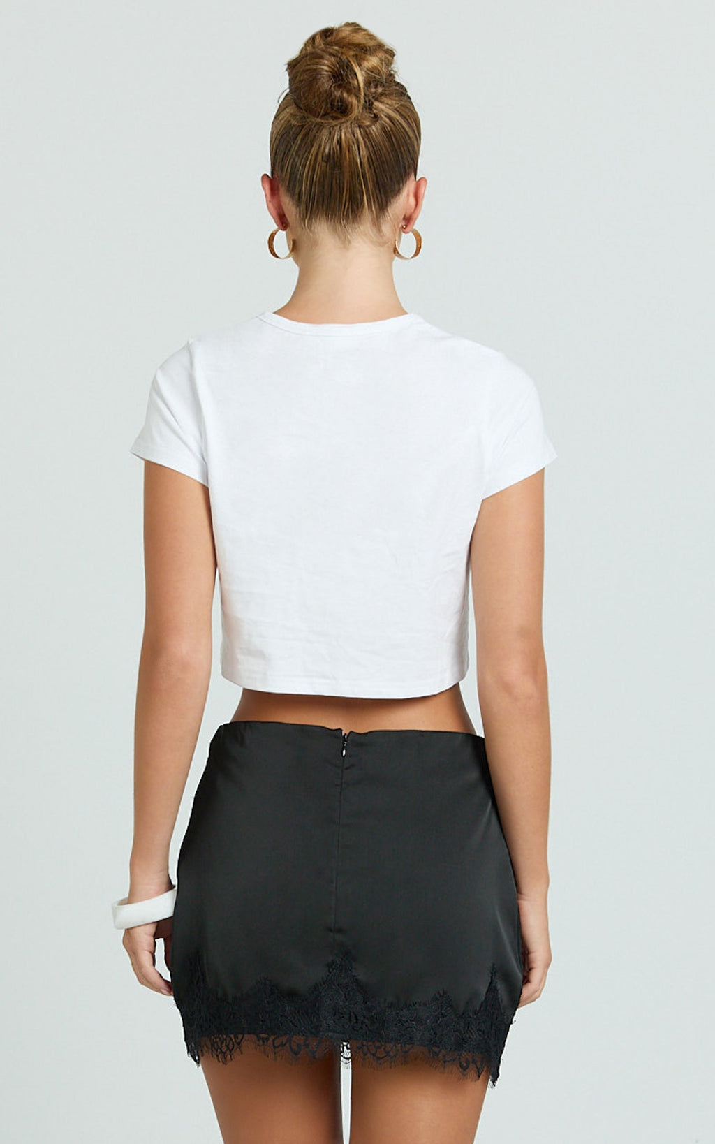 Ava Mini Skirt - Lace Trim Skirt in Black