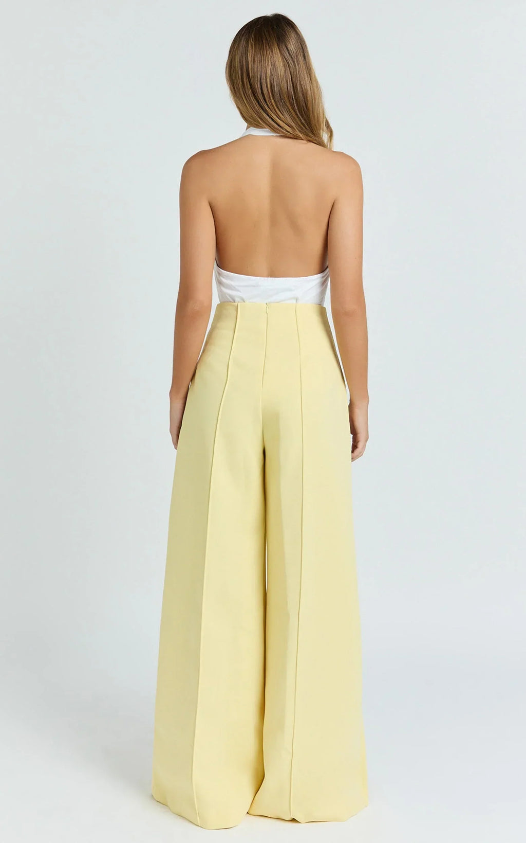 Kate Pants - High Waisted Wide Leg Pants in Lemon