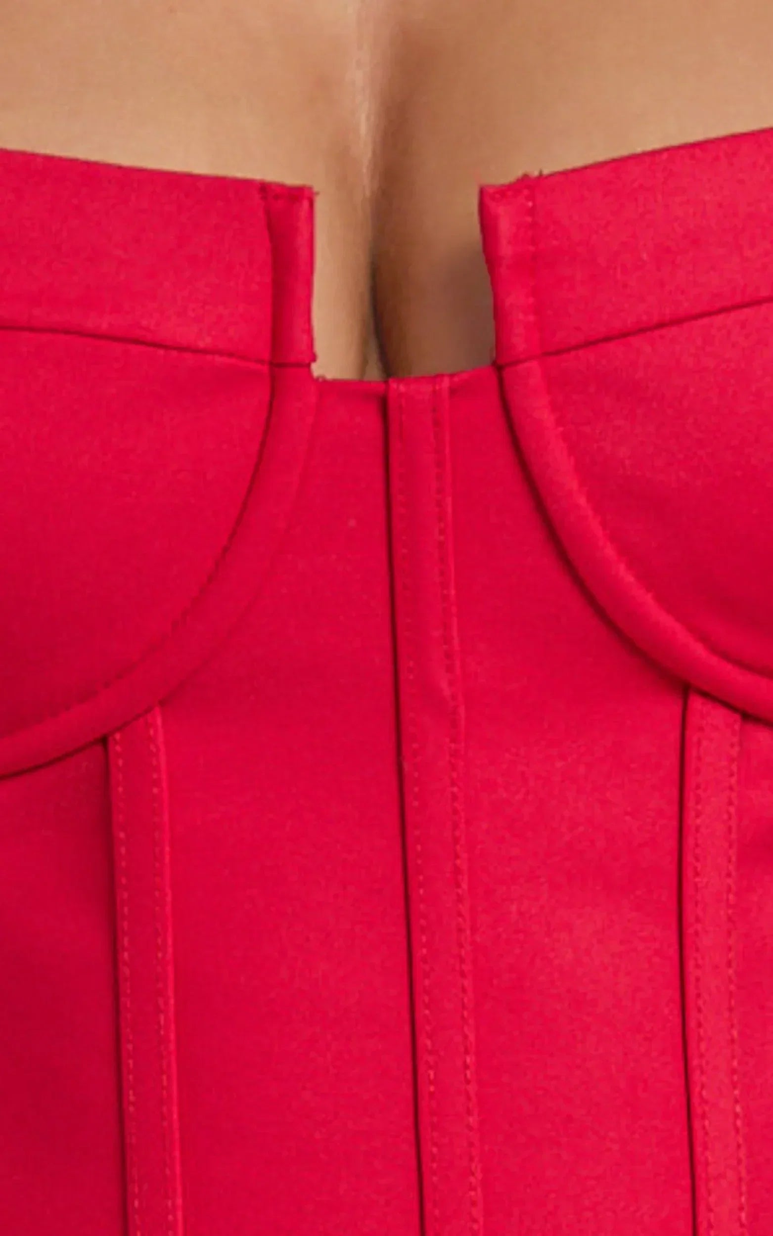 Brigitte Bodysuit - Sweetheart Paneled Bodysuit in Red