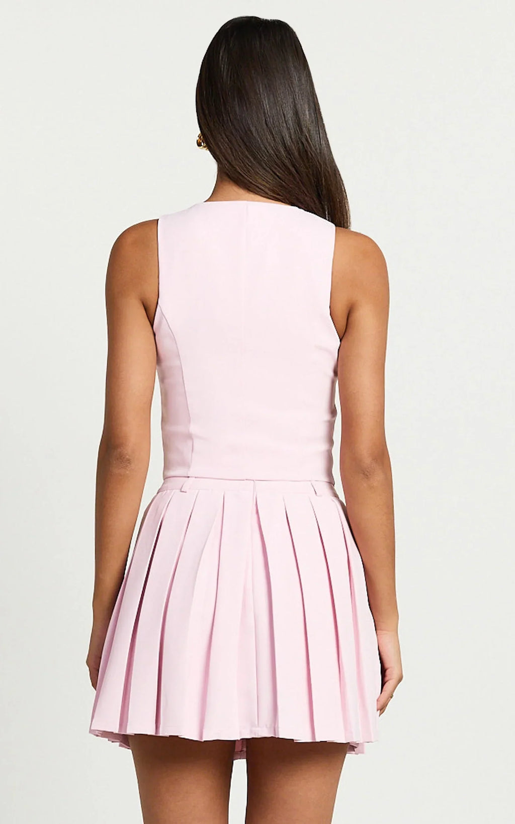 Harlee Mini Skirt - Pleated A line Skirt in Pink