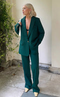 Lorcan Pants - High Waisted Tailored Pants in Forest Green