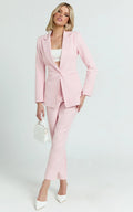 Hermie Pants - High Waisted Cropped Tailored Pants in Pale Pink