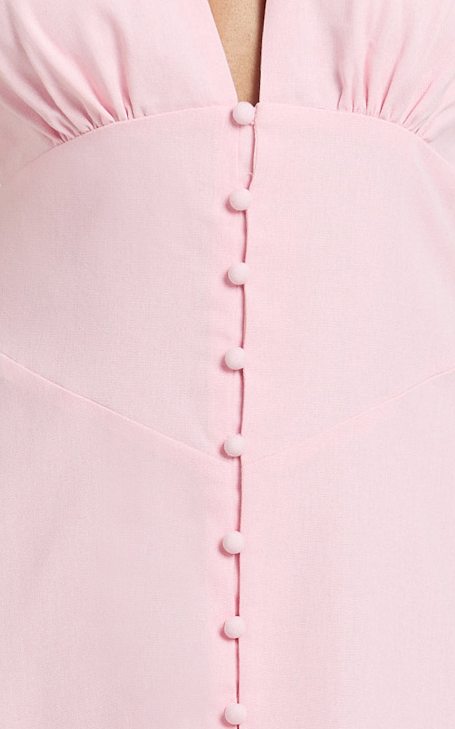Beata Midi Dress - Plunge Halter A Line Dress in Pink