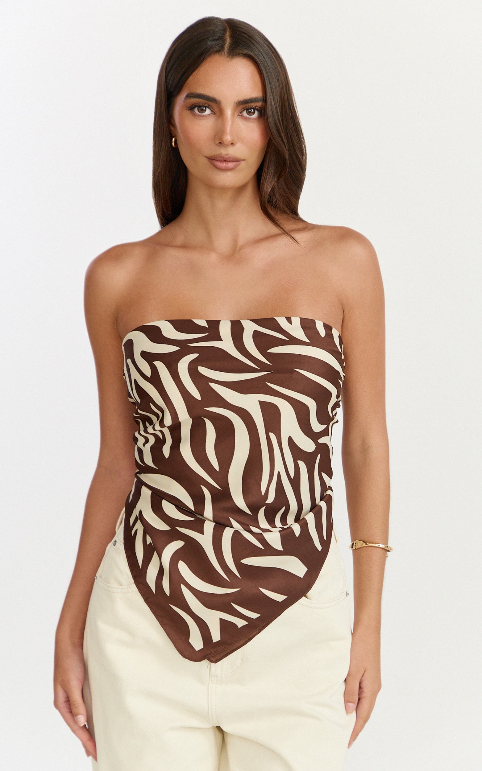 Beata Scarf - Animal Print Scarf in Brown