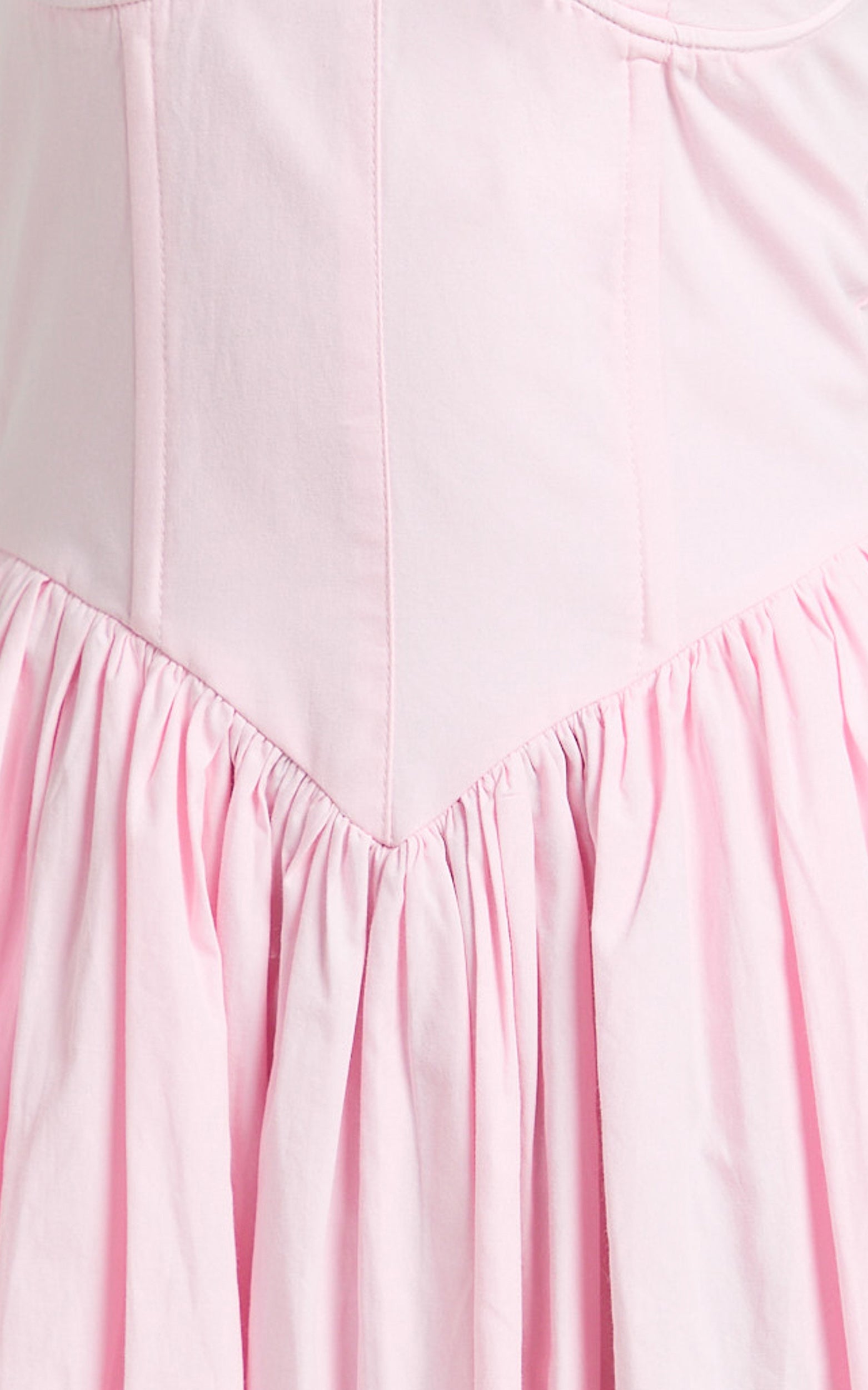 Beckett Midi Dress - Scoop Neck Drop V Waist Gathered Skirt Dress in Pink