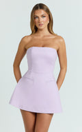 Benson Playsuit - Strapless Fit and Flare Playsuit in Lilac