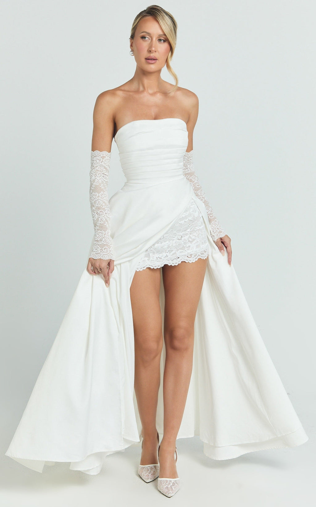 Bianca Maxi Dress - Strapless Fit And Flare Dress in Ivory