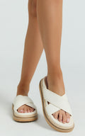 Billini - Aysha Slides in Cream Linen