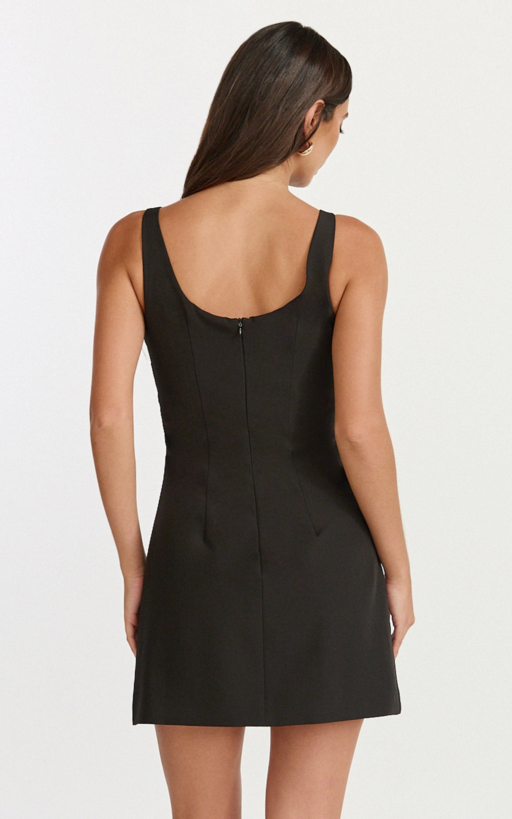 Blossom Mini Dress - Boat Neck Fitted A Line Lace Insert Dress in Black