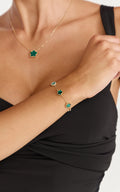 Britt Bracelet - Multi Clover Bracelet in Gold/Green