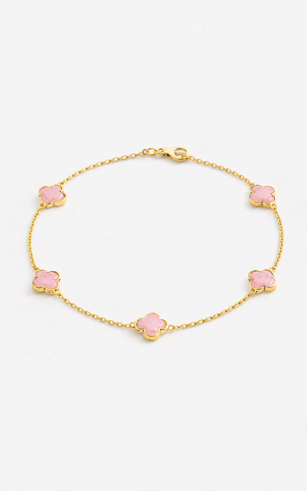 Britt Bracelet - Multi Clover Bracelet in Gold/Pink