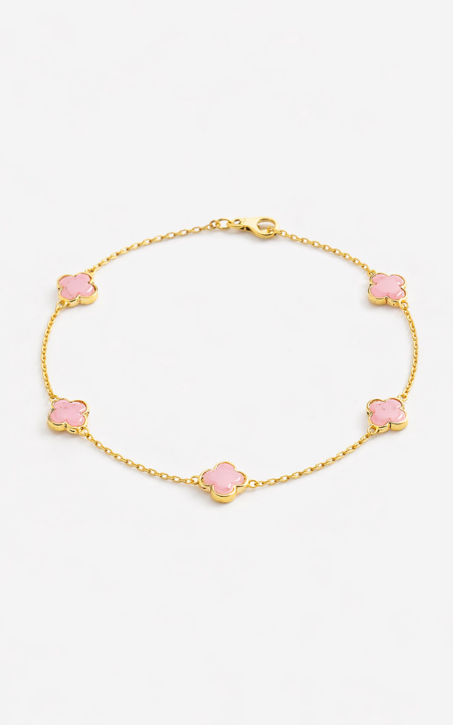 Britt Bracelet - Multi Clover Bracelet in Gold/Pink