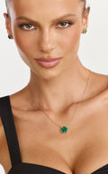 Britt Clover Pendant Necklace in Gold/Green
