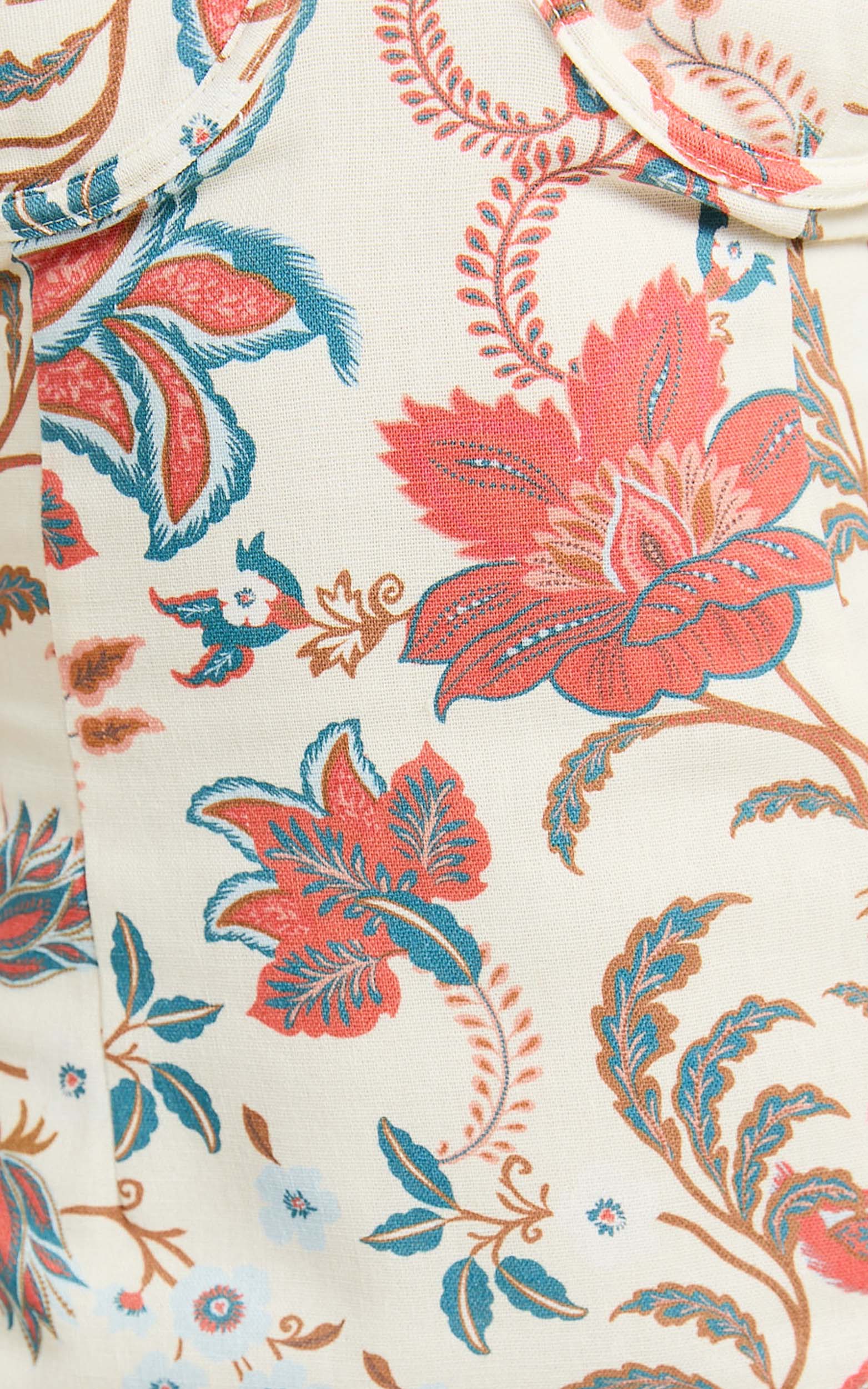 Drew Midi Dress - Linen Cross Back Bustier Dress in Summer Chintz