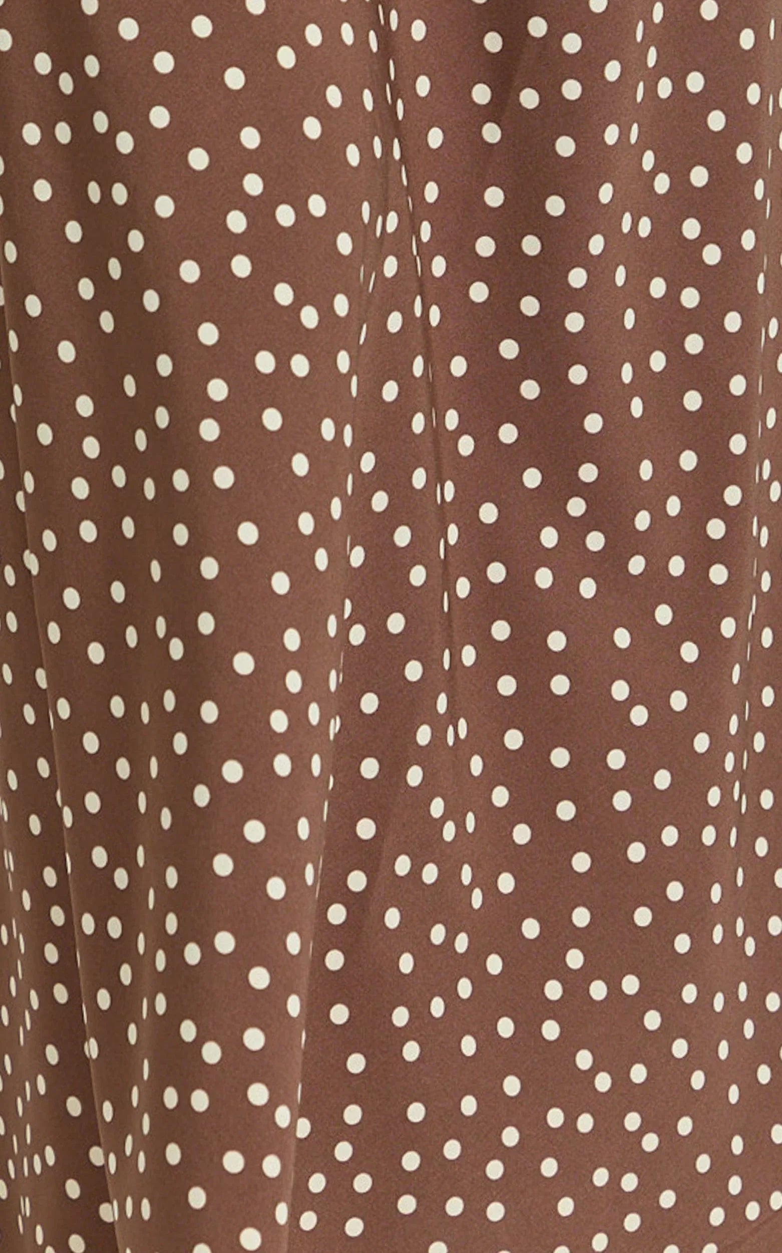 Ruby Maxi Skirt - High Waisted Bias Cut Skirt in Chocolate Polka Dot