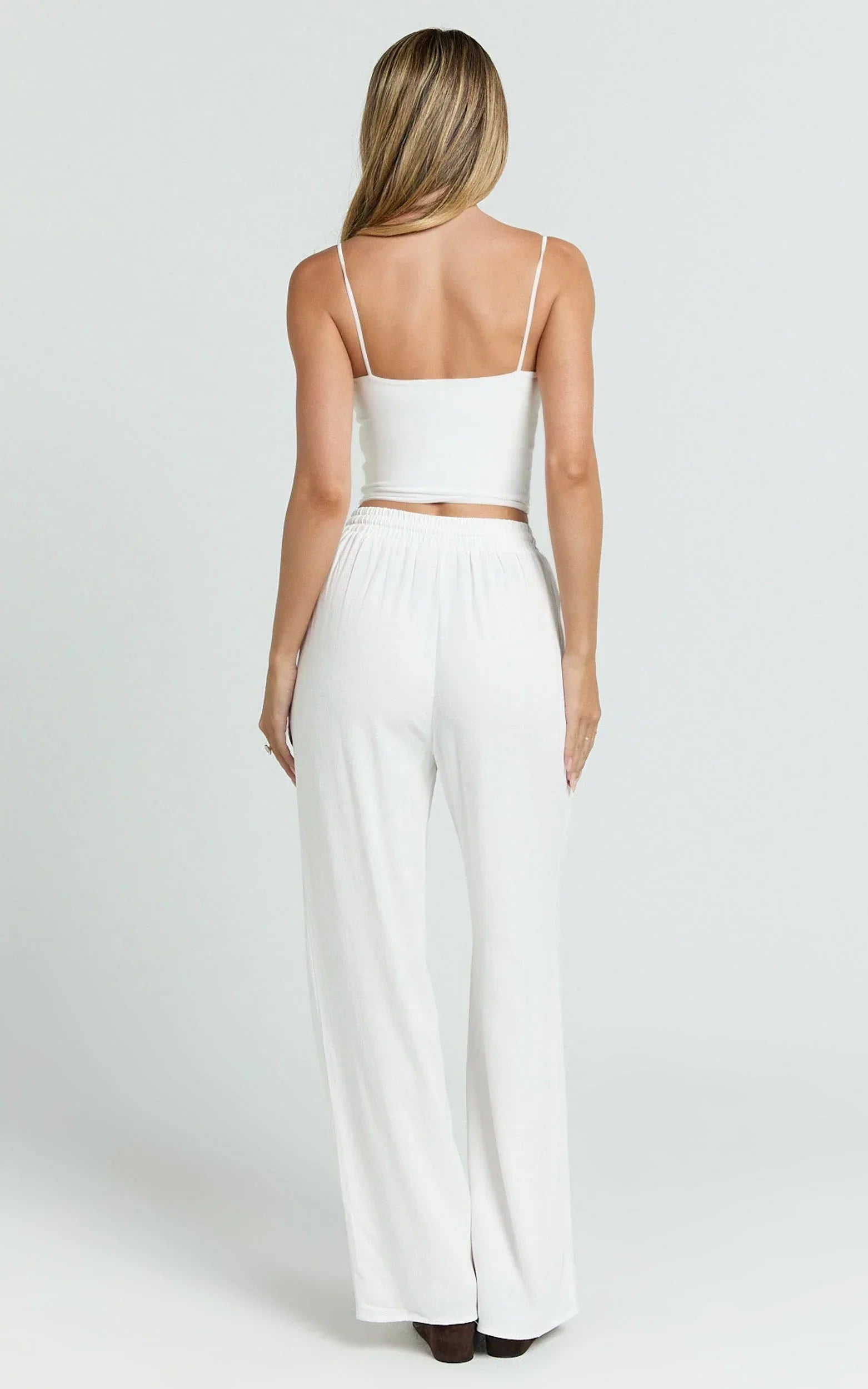 Kala Pants - Mid Waisted Relaxed Elastic Waist Pants in White