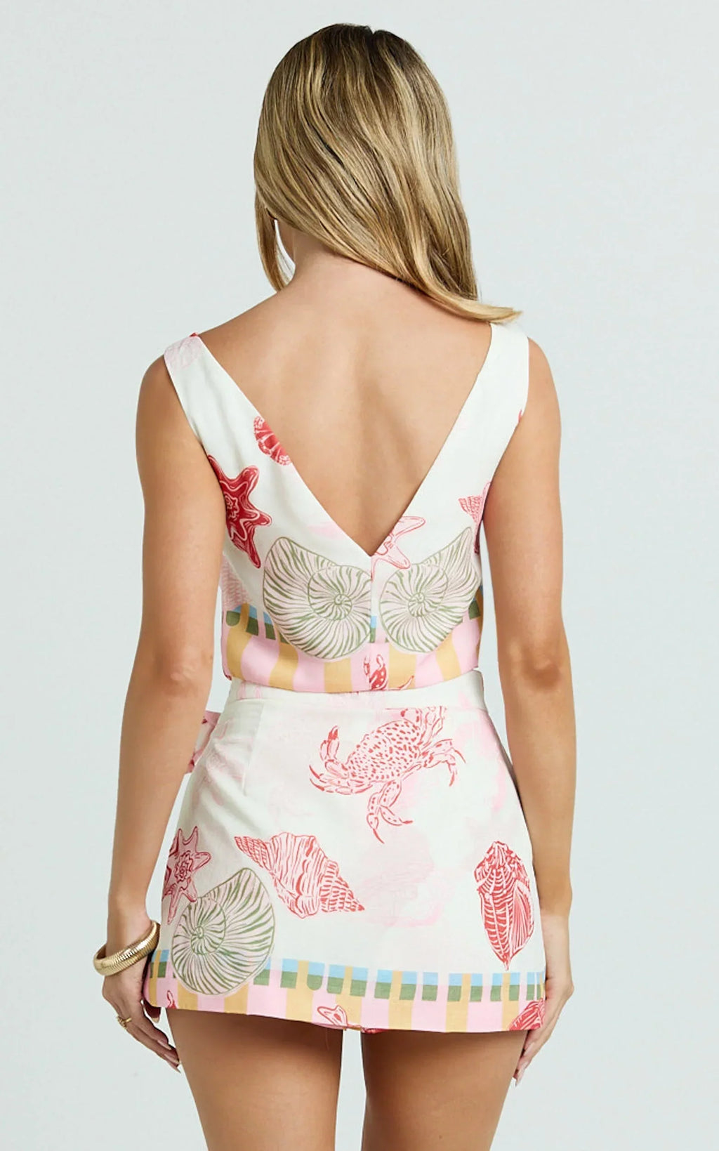 Gillian Skort - Mock Wrap Skort in Lobster Print